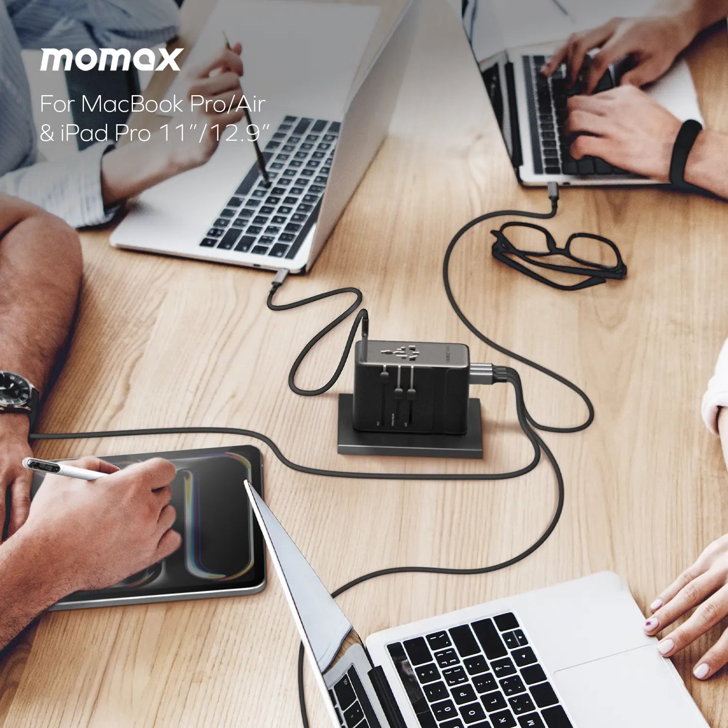 1-World² 205W 7-Port Dual AC Travel Adapter